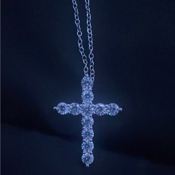 CZ Diamond Cross Pendant & Necklace - Picture 3 of 5